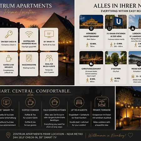 Zentrum Private Terrace, Near Metro, 24h Self Check-in - Smart Tv * Nuremberg